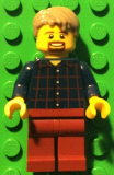 LEGO LLP003 LEGOLAND Park Male, Dark Blue Plaid Button Shirt Pattern, Dark Tan Hair