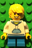 LEGO LLP004 LEGOLAND Park Boy, Hooded Sweatshirt with Medium Blue Pocket and Drawstring Front, Yellow Hair (40166)