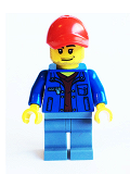 LEGO cty0546 Blue Jacket over Dark Red V-Neck Sweater, Sand Blue Legs, Red Cap with Hole, Smirk and Stubble Beard