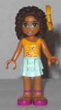 LEGO frnd190 Friends Andrea, Light Aqua Layered Skirt, Bright Light Orange Top with Music Notes, Bow