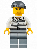 LEGO jail006 Police - Jail Prisoner 86753 Prison Stripes, Dark Bluish Gray Knit Cap, Scowl (10720)