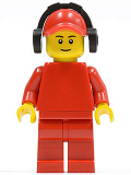 LEGO pln177 Plain Red Torso with Red Arms, Red Legs, Red Cap with Hole, Headphones