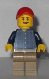 LEGO twn246 Plaid Button Shirt, Dark Tan Legs, Red Cap with Hole - Adult (31038)