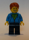 LEGO twn287 Dark Azure Hoodie with Green Striped Shirt, Dark Blue Legs (40256)