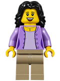 LEGO twn290 Mom, Medium Lavender Jacket over Lavender Shirt, Dark Tan Legs, Black Hair