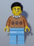 LEGO twn298 Dad - Medium Dark Flesh Argyle Sweater, Medium Blue Legs, Black Hair (31069)